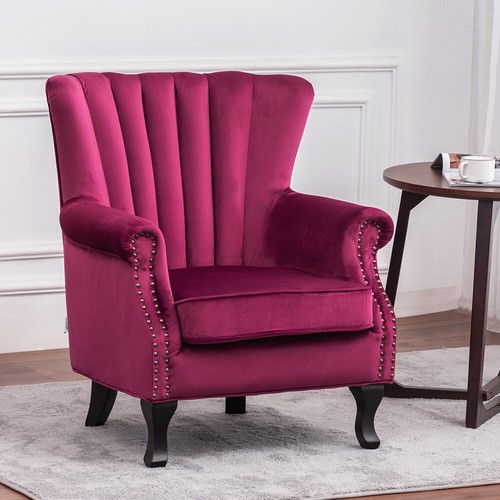 Velvet linen wing back lounge - velvet/linen,