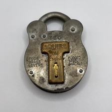 Large 4” Iron & Brass Squire Old English 660 Padlock – Locked – No Key