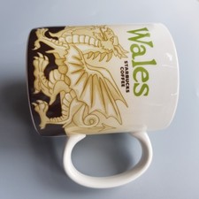 Starbucks Wales ceramic coffee mug cup green Welsh Dragon Country series large