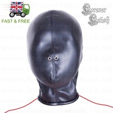 Full Head Bondage Sex Hood Sensory Deprivation Slave Gimp Mask Faux Leather UK