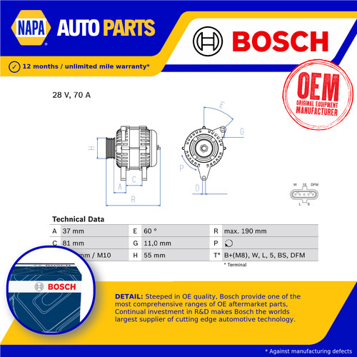 Alternator 0986045160 bosch - alternator,