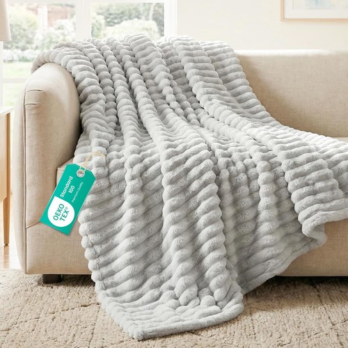 Ribbed fleece throw blanket - fleece,