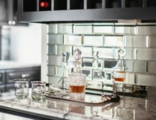 22-66pcs Clear Mirror Brick Glass Tile Bevelled Wall Decal Mosaic Tiles Decor UK