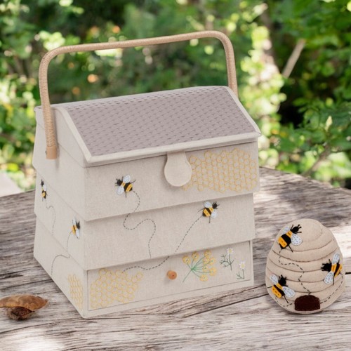 Large bee hive sewing basket - bee,