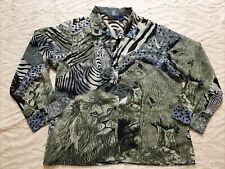 Artscapes Sheer Animal Lion, Zebra Etc Loose Fitting Floaty Blouse - Sz XL