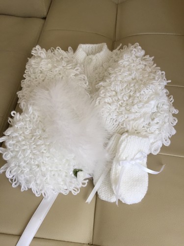Hand knitted baby girls loopy - knitted,