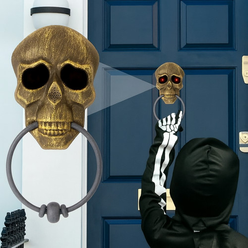 Halloween door knocker talking - halloween,
