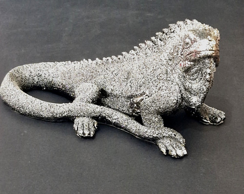 Vintage silver effect iguana - vintage,