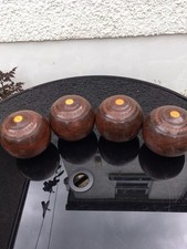 Antique Set Of Four Wooden Lawn Bowls