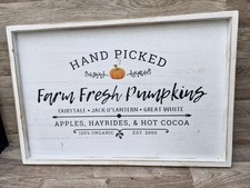 White Wooden Serving Tray- Rustic autumn Farmhouse Tray shabby chic