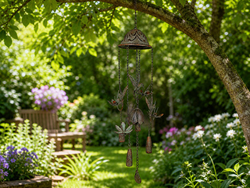 Rustic metal hummingbird wind - rustic,