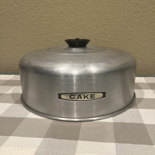 Vintage cake plate cover metal - vintage,