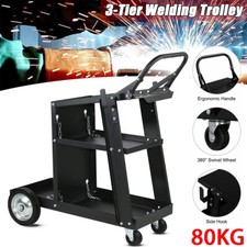 3 Tier Trolley Welding Cart w/ Chains Welding Trolley for MIG TIG Welders Black