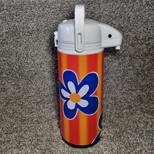 Vintage Air Pump, Vacuum Thermos Jug 70s Floral Design For Hot And Cold