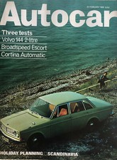 AUTOCAR MAGAZINE 20-2-1969 VOLVO 144 BROADSPEED FORD ESCORT FORD CORTINA AUTO