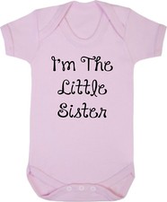 I'm The Little Sister Soft Pink Cotton Baby Bodysuit Vest Big Brother