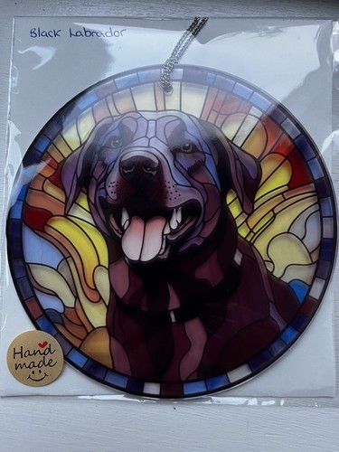 Black labrador stained glass - labrador,