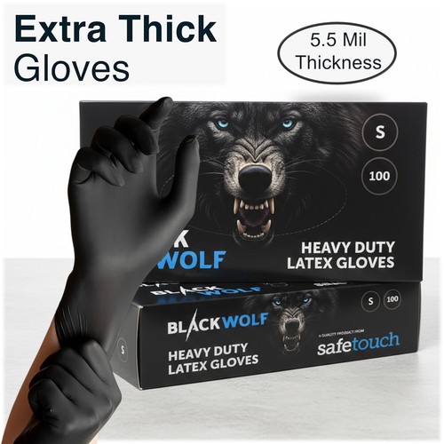 Black latex gloves powder free - latex,