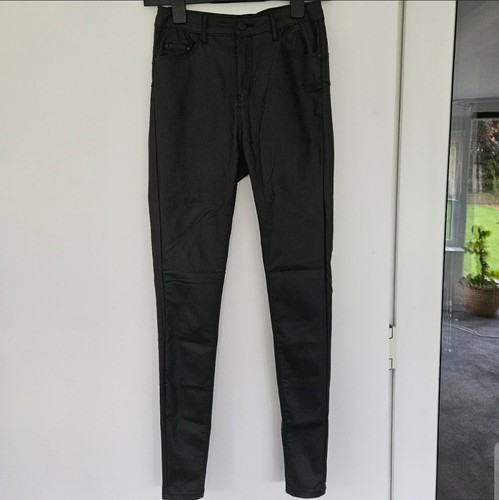 Black faux leather pants - black,