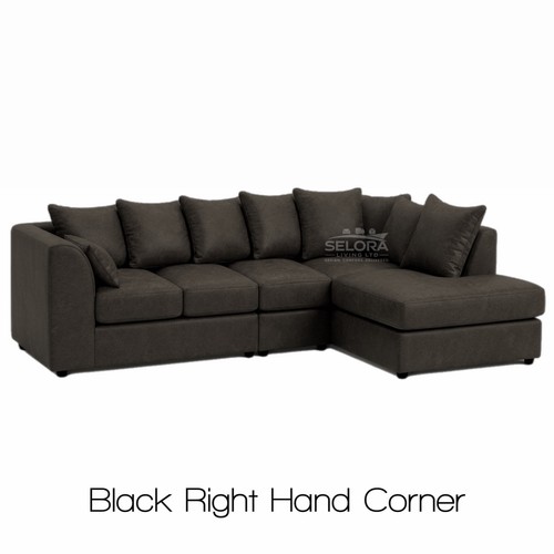 Black leather corner sofa - corner,