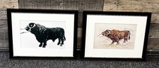 Welsh artist Sir kyffin williams print set of 2 framed prints.