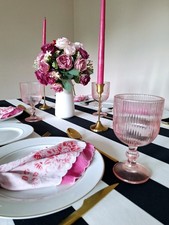 Tablecloth - Wide black & white stripe for events with French flair. Cotton.