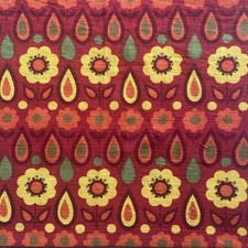 Vintage 1960s  Floral Barkcloth Fabric 