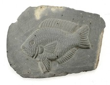 Hand Carved SOUTH AMERICAN STONE FISH SCULPTURE Belize - Signed CJJM