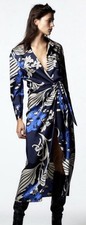 Zara Blue & Cream Print Midi