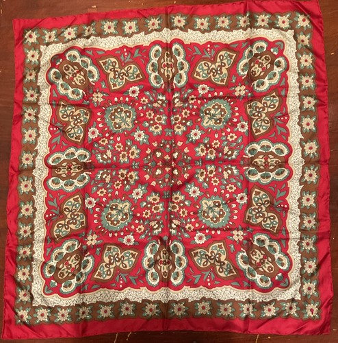 Silk square scarf - scarf, red