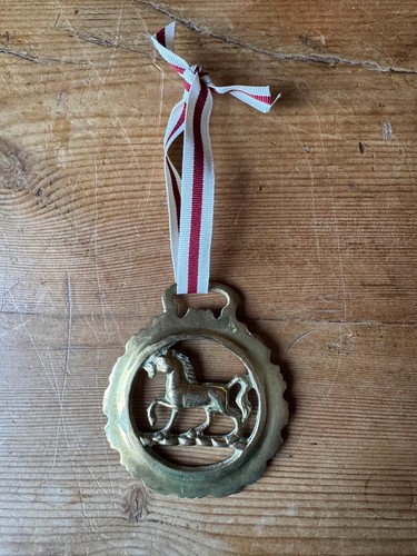 Vintage brass hanging horse - vintage,