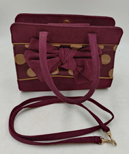 Ruby Shoo Ladies Handbag Burgundy Faux Suede Tote With Velvet & Bow Accents