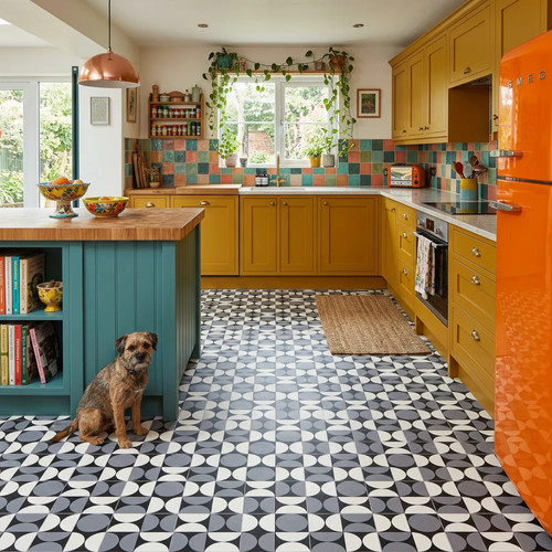 Patterned vinyl flooring roll - patterned,
