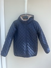 Boys John Lewis Reversible Bjorg Fur Brown and Navy Coat Age 10