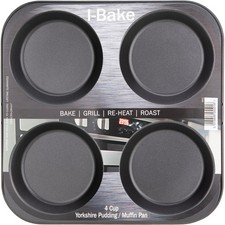 Pendeford I-Bake 4 Cup Yorkshire Pudding Tin Non-Stick Carbon Steel 10cm Tray