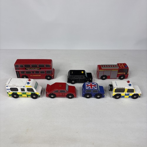Toy van wooden cars x7 - wooden,