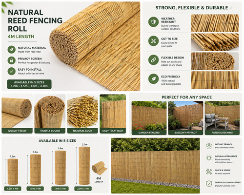 Natural reed fence screening - natural,