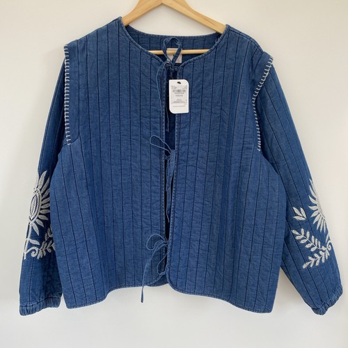Quilted denim look jacket - quilted,