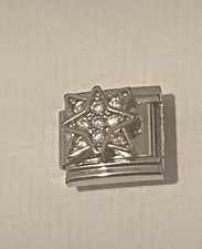 New Silver CZ Wind Rose Italian Charm Fits 9mm Classic Nomination Bracelet 