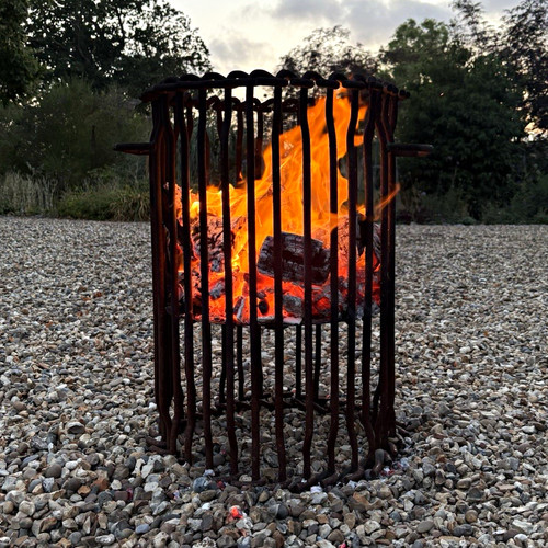 Round steel wood brazier fire - round,