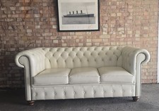 Cream Leather Chesterfield