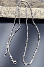 Handmade 3mm  ROUND Oxidized BYZANTINE Chain Necklace in 925 Sterling Silver