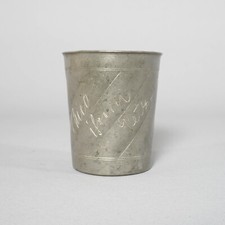 Antique Early 20th Century German Engraved Pewter Beaker with Stamp On Base