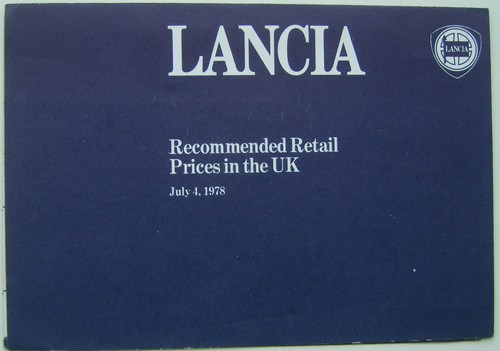 Lancia price list 1978 - price,