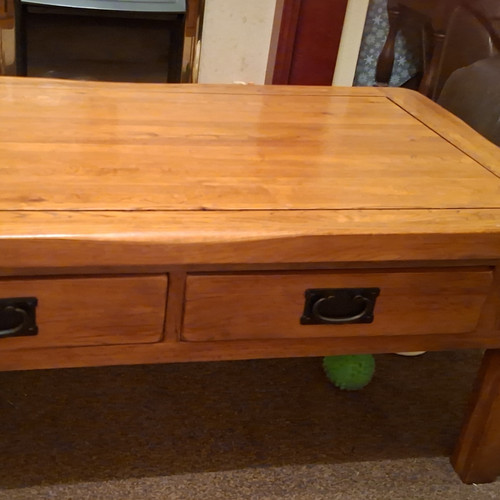 Rectangular solid oak coffee - oak,