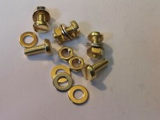 5 x M4X10 BRASS PAN HEAD BOLTS NUTS & WASHERS (PACK 0F 5) BRASS SET SCREWS X5
