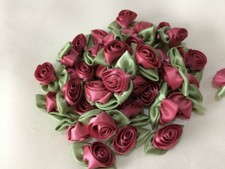 Satin Ribbon Roses Buds Embellishments Large 24 Colours 