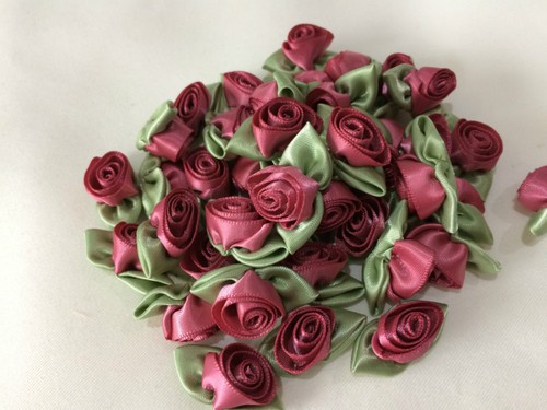 Satin ribbon roses buds - roses,