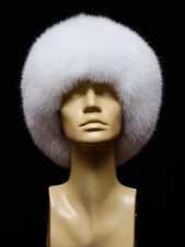 Saga Furs Genuine Pure White Arctic Fox Fur Classic Handmade Cossack Womens Hat 