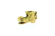 9 ct charm old boots leather hob nail open toe yellow solid gold 3D vintage 1986